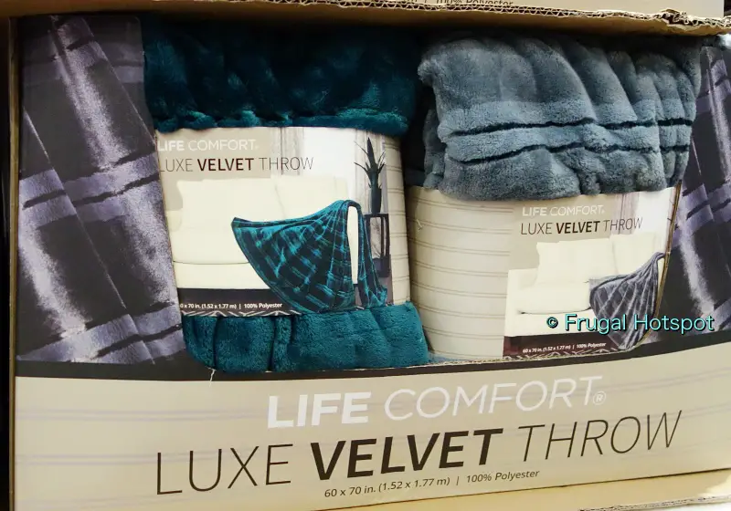 Life Comfort Luxe Velvet Throw | teal and gray | Costco