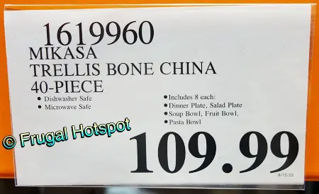 Mikasa Trellis Bone China 40-Piece Dinnerware Set | Costco Price