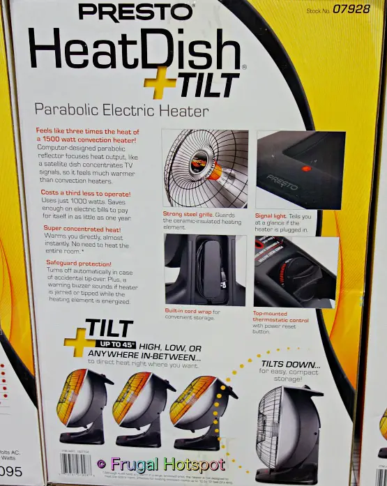 Presto HeatDish Plus Tilt Electric Heater | description | Costco