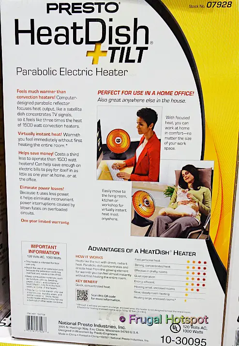 Presto HeatDish Plus Tilt Heater | description | Costco