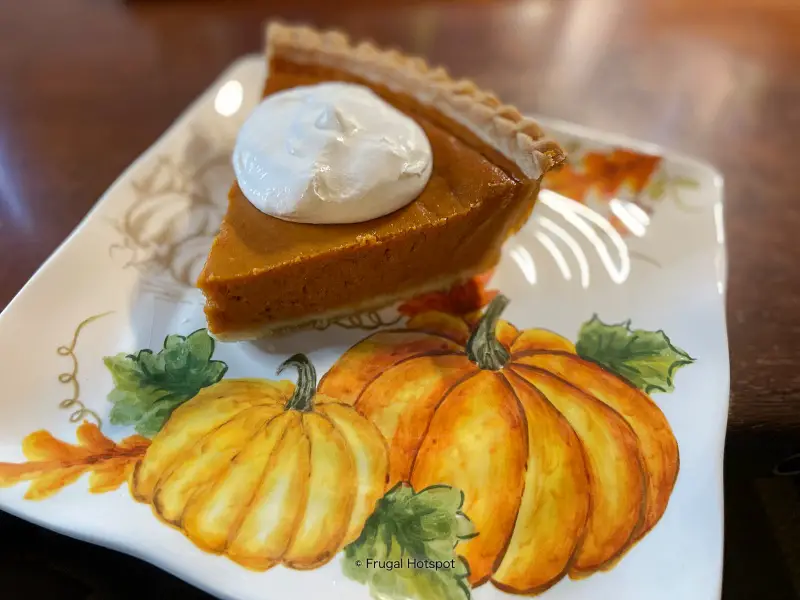Slice of Costco Pumpkin Pie with Whipped Cream | Costco | Frugal Hotspot