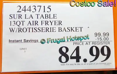 Sur La Table 13 qt air fryer | Costco Sale Price