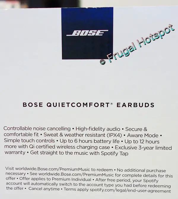 Bose Earbuds Quietcomfort details | Costco