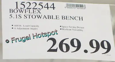 Bowflex SelectTech 5.1S Stowable Bench | Costco Price