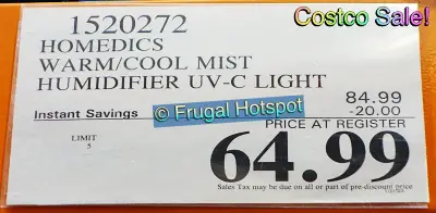 HoMedics Ultrasonic Humidifier | Costco Sale Price