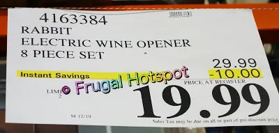 Rabbit Electric Wine Opener Set | Costco Sale Price