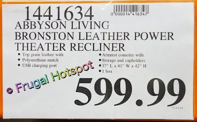 Bronston Leather Power Theater Recliner | Costco Price