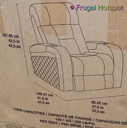 Bronston Leather Power Theater Recliner | Dimensions | Costco