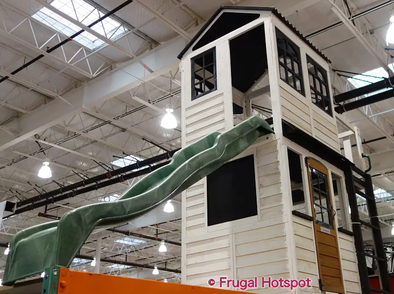 Cedar Summit by Kidkraft Woodland View Playhouse angled view | Costco Display