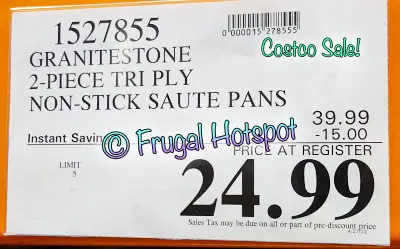 Granitestone Diamond Pro Saute Pans 2ct Costco Sale Price