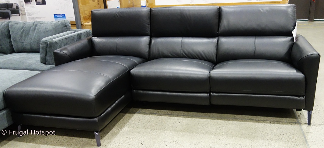 Hoffman Leather Power Reclining Sectional by Gilman Creek Furniture | Costco Display