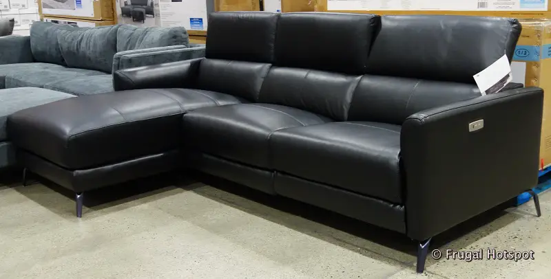 Hoffman Leather Power Reclining Sectional by Gilman Creek Furniture | angled view | Costco Display