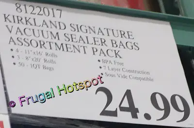 Kirkland Signature Vacuum Sealer Bags and Rolls | Costco Price