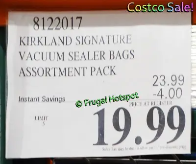 Kirkland Signature Vacuum Sealing Bags and Rolls | Costco Sale Price