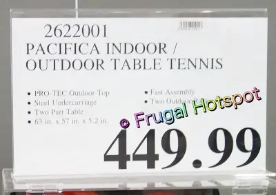 Pacifica Indoor - Outdoor Table Tennis Set | Costco Price