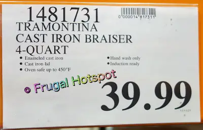 Tramontina 4-Quart Enameled Cast Iron Braiser | Costco price