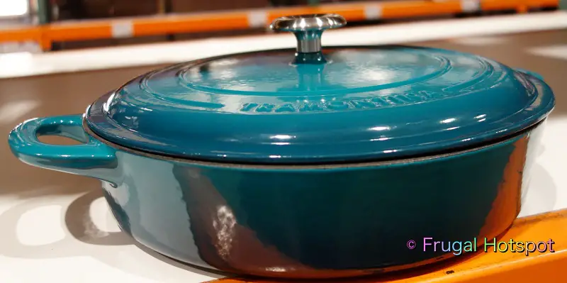 Tramontina 4-Quart Enameled Cast Iron Braiser in teal | Costco