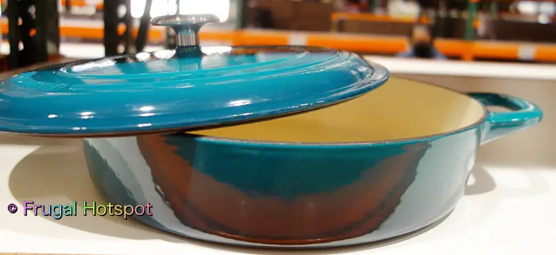 Tramontina 4-Quart Enameled Cast Iron Braiser in teal with lid | Costco