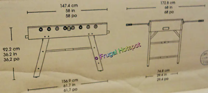 Whalen Bayside Furnishings Foosball Table Dimensions | Costco