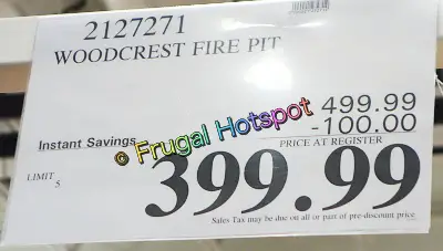 Woodcrest Fire Pit Table | Costco Sale Price