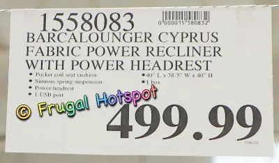 Barcalounger Cyprus Fabric Power Recliner | Costco Price