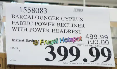 Barcalounger Cyprus Fabric Power Recliner | Costco Sale Price