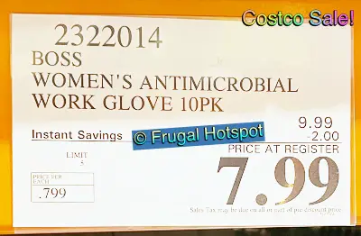 Boss Antimicrobial Work Gloves 10 Pack | Costco Sale Price