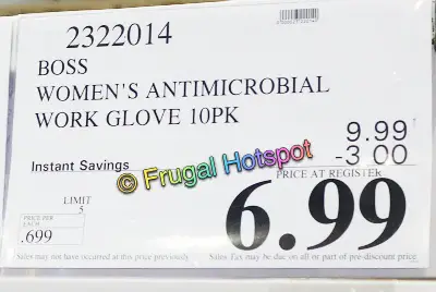 Boss Antimicrobial Work Gloves Womens | Costco Sale Price