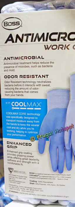 Boss Antimicrobial Work Gloves info | Costco