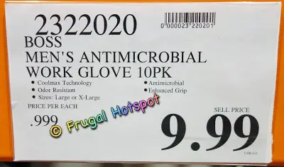 Boss Mens Antimicrobial Work Gloves | Costco Price