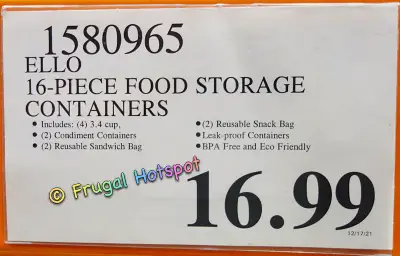 Ello 16-Piece Plastic Food Storage Set | Costco Price