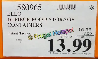 Ello 16-Piece Plastic Food Storage Set | Costco Sale Price