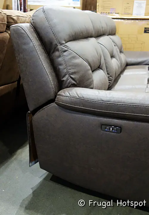 Gilman Creek Furniture Lawton Fabric Power Reclining Sofa | side view | Costco Display