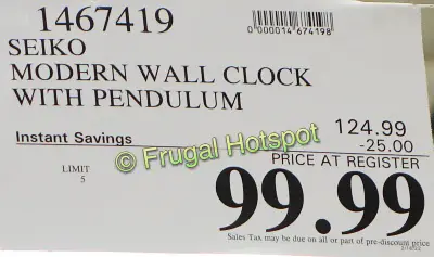 Seiko Classic Pendulum Clock | Costco Sale Price