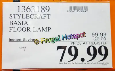 Stylecraft Basia 3-Light Floor Lamp | Costco Sale Price