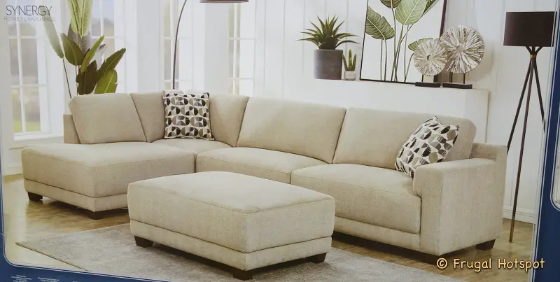 Synergy Home Raylin Fabric Sectional with Ottoman | Costco