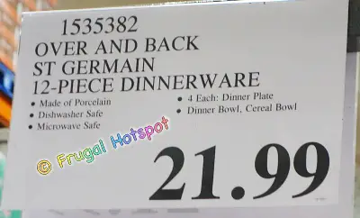 overandback St Germain 12 Piece Porcelain Dinnerware Set | Costco Price