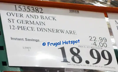 overandback St. Germain 12-Piece Porcelain Dinnerware Set | Costco Sale Price