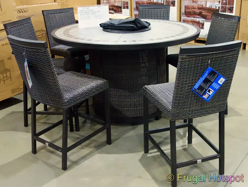 Agio Conway High Dining Set and Fire Table | Costco Display 2