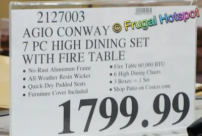 Agio Conway High Dining Set with Fire Table | Costco Price