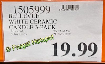 Bellevue Luxury White Ceramic Candles | Costco Price