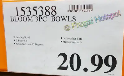 Bloom 3 Piece Bowl Set | Costco Price