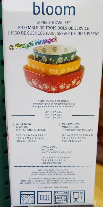 Bloom 3 Piece Bowl Set info | Costco