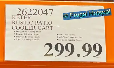 Keter Patio Cooler Beverage Cart | Costco Price | Item 2622047