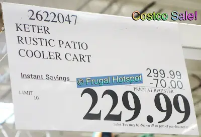 Keter Patio Cooler & Beverage Cart | Costco Sale Price | Item 2622047