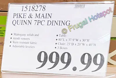 Pike & Main Quinn 7 Piece Dining Set | Costco Price