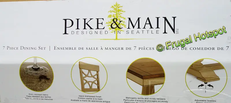 Pike & Main Quinn 7 Piece Dining Set features | Costco