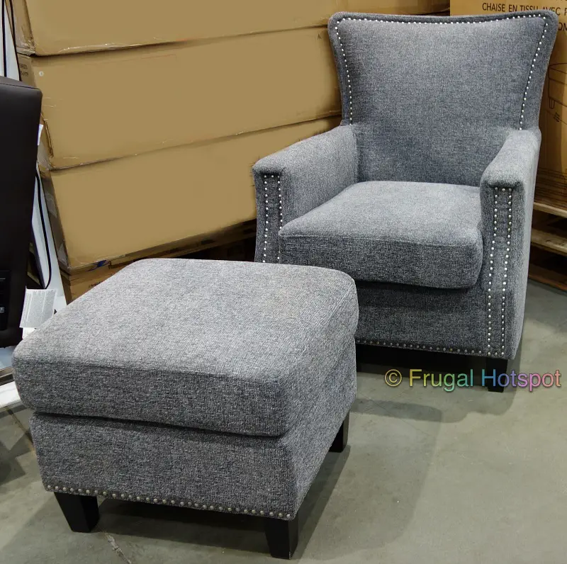 Sevilla Fabric Chair and Ottoman in gray | Costco Display