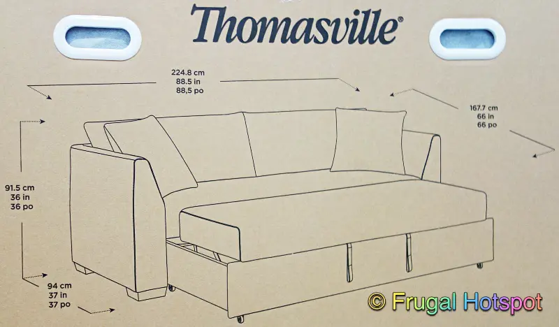 Thomasville Marion Fabric Convertible Sofa Bed | Dimensions | Costco