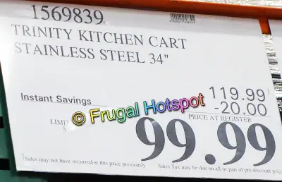 Trinity EcoStorage Stainless Steel Kitchen Cart | Costco Sale Price